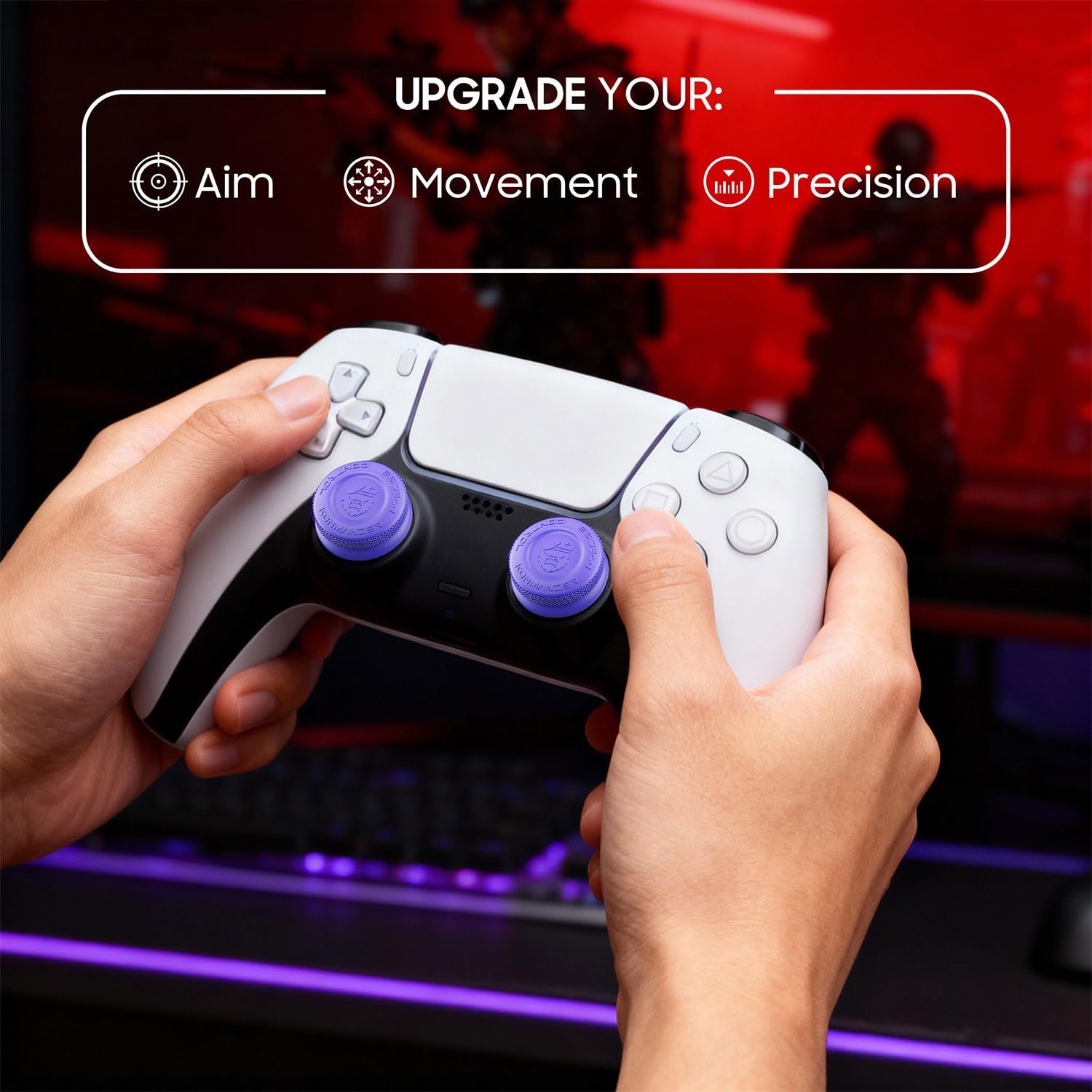 2-in-1 Precision Rings Thumb Grips for PS4, PS5, Switch Pro Controller - Aim Assist Joystick Cap Analog Stick Cap for Enhanced Control, Anti-Slip Controller Accessories, 3 Pairs (6-Pack)
