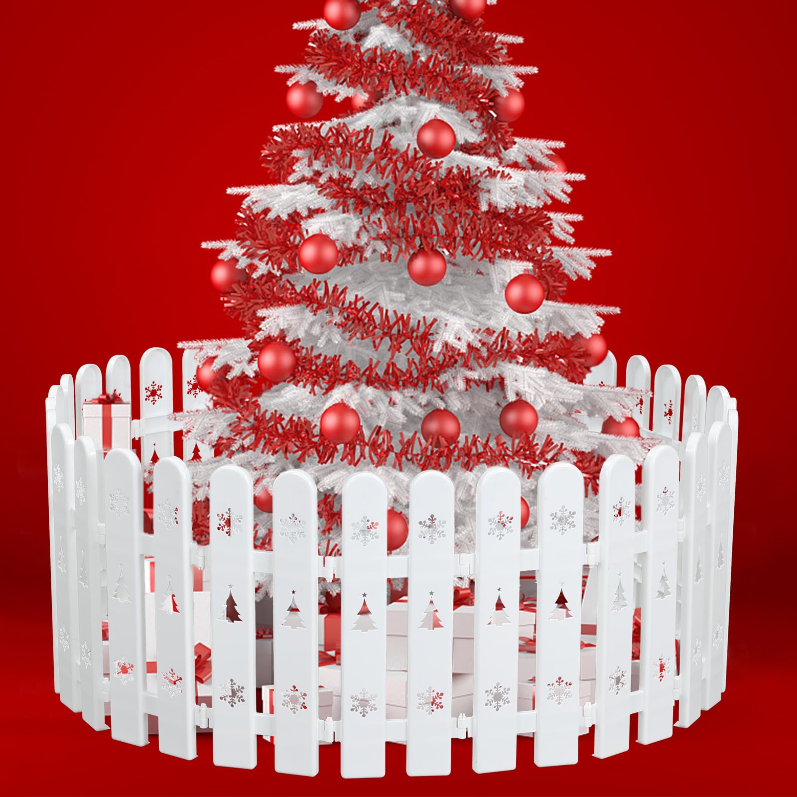 Christmas Tree Fence White 36Pcs