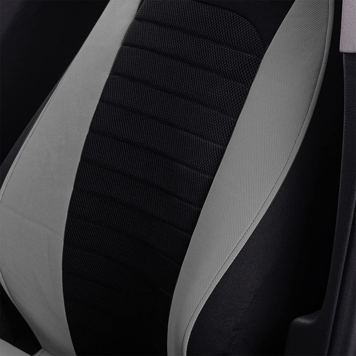 CGEAMDY Anteriori Auto, 2 Pezzi Coprisedili Universale Auto Anteriori Di Lusso, Bordi Elasticizzati, Compatibile Con Airbag Laterale, Set Copri-Sedile per Guidatore E Passeggero (Grigio)