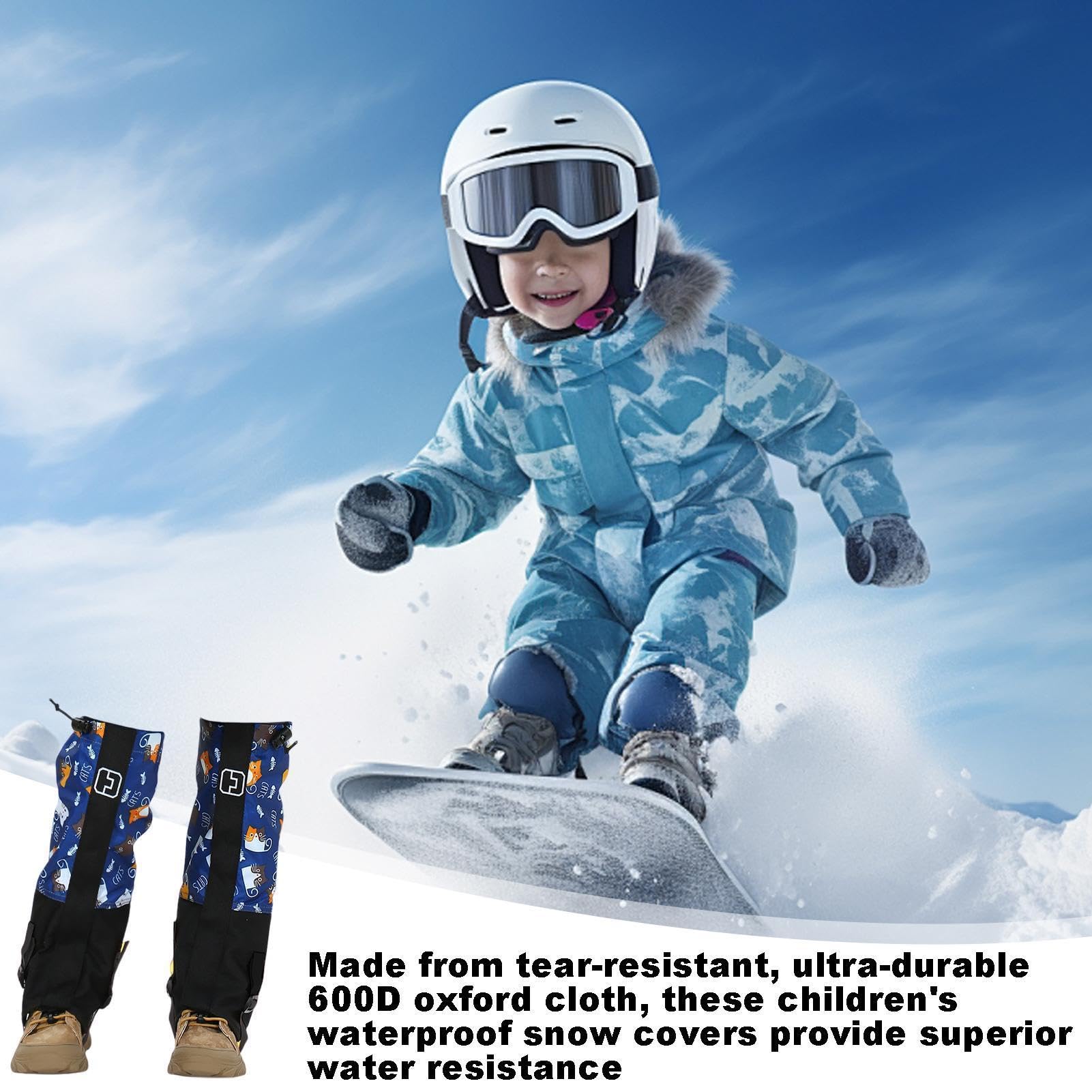 Polainas de pierna para la nieve, protectores de piernas a prueba de viento para actividades al aire libre, protección transpirable para niños pequeños niñas al escalar, caminar de invierno