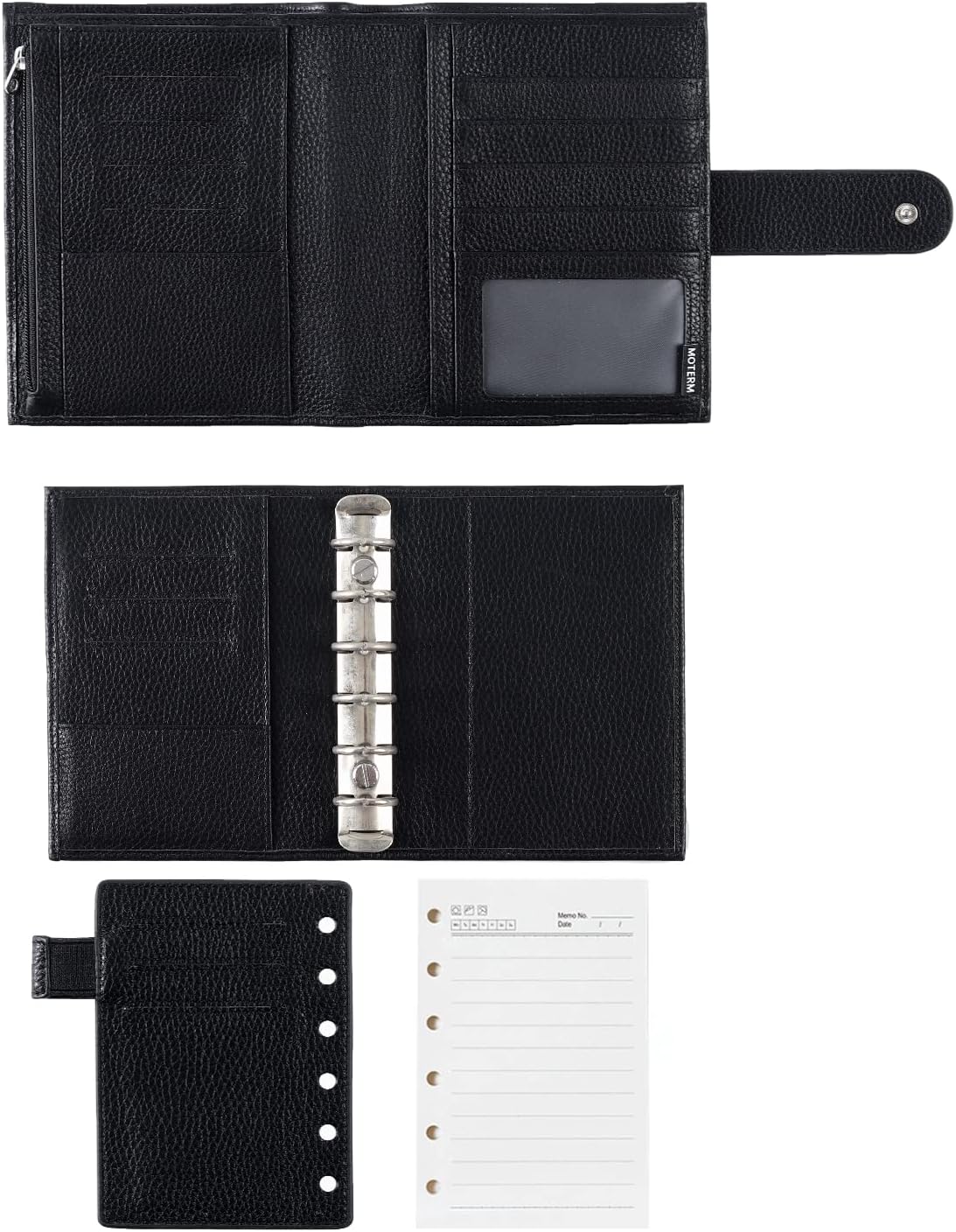 A7 Binder Planner and Wallet Combo with Pebble Pattern Black, 19mm Ring