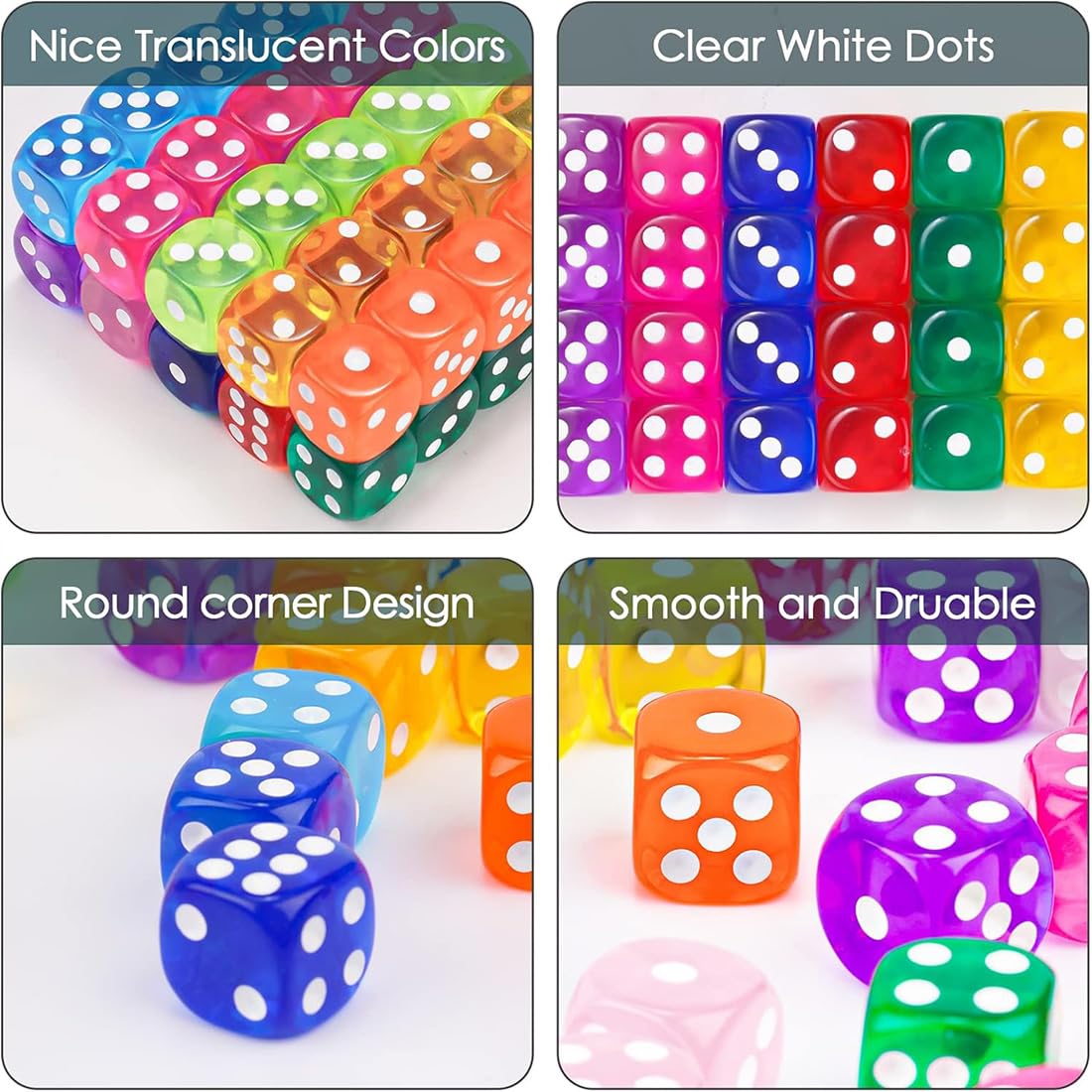 50 Pezzi Dadi Da Gioco Colori Dadi Per Enzi, Con Punti Cubi Di Gioco A Sei Lati, Dadi Di Gioco Standard