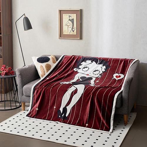 Miniatura 1 de Betty Boop Manta tamaño individual, impresión digital HD, suave para sofá, decoración de habitación de fiesta (60 x 80 pulgadas, amor)