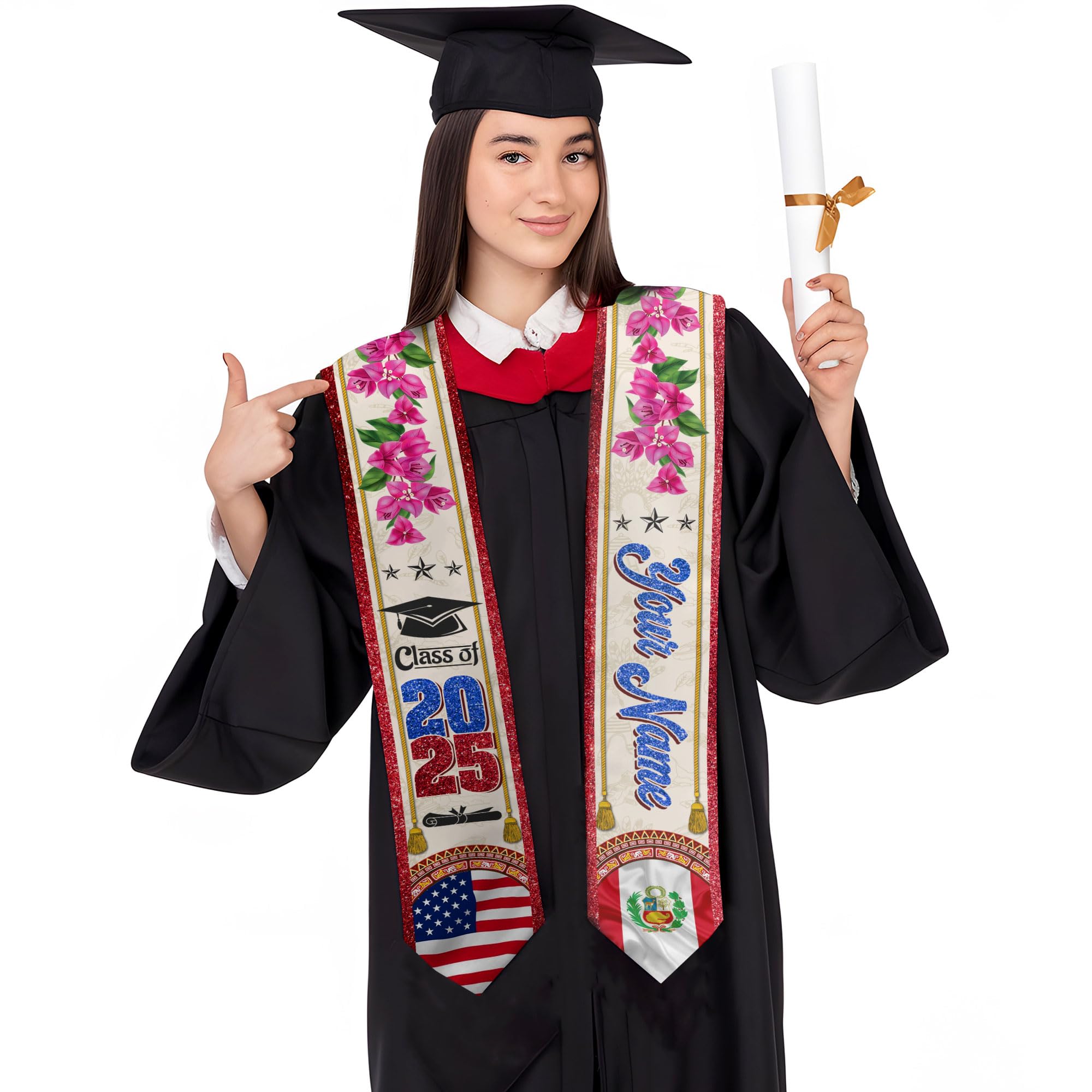 MonkeyVan Personalized Peruvian Graduation Stole, Peruvian Stoles Class Of 2025, Peruvians Graduation Sash, Custom Peru Stole M82