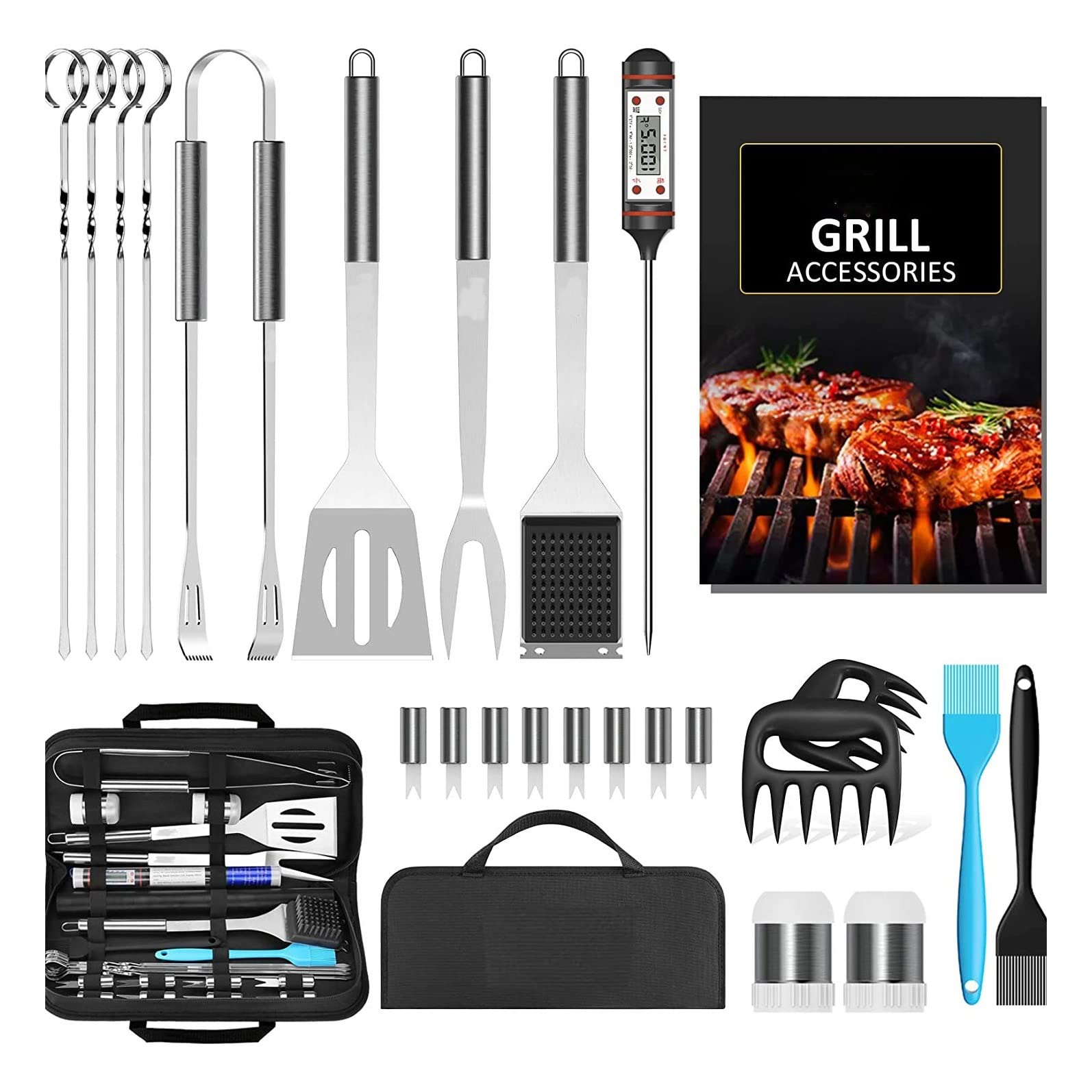 Stainless Steel BBQ Tool Set Oxford Bag BBQ Accessories BBQ Grill Outdoor Camping Cooking Tool Set