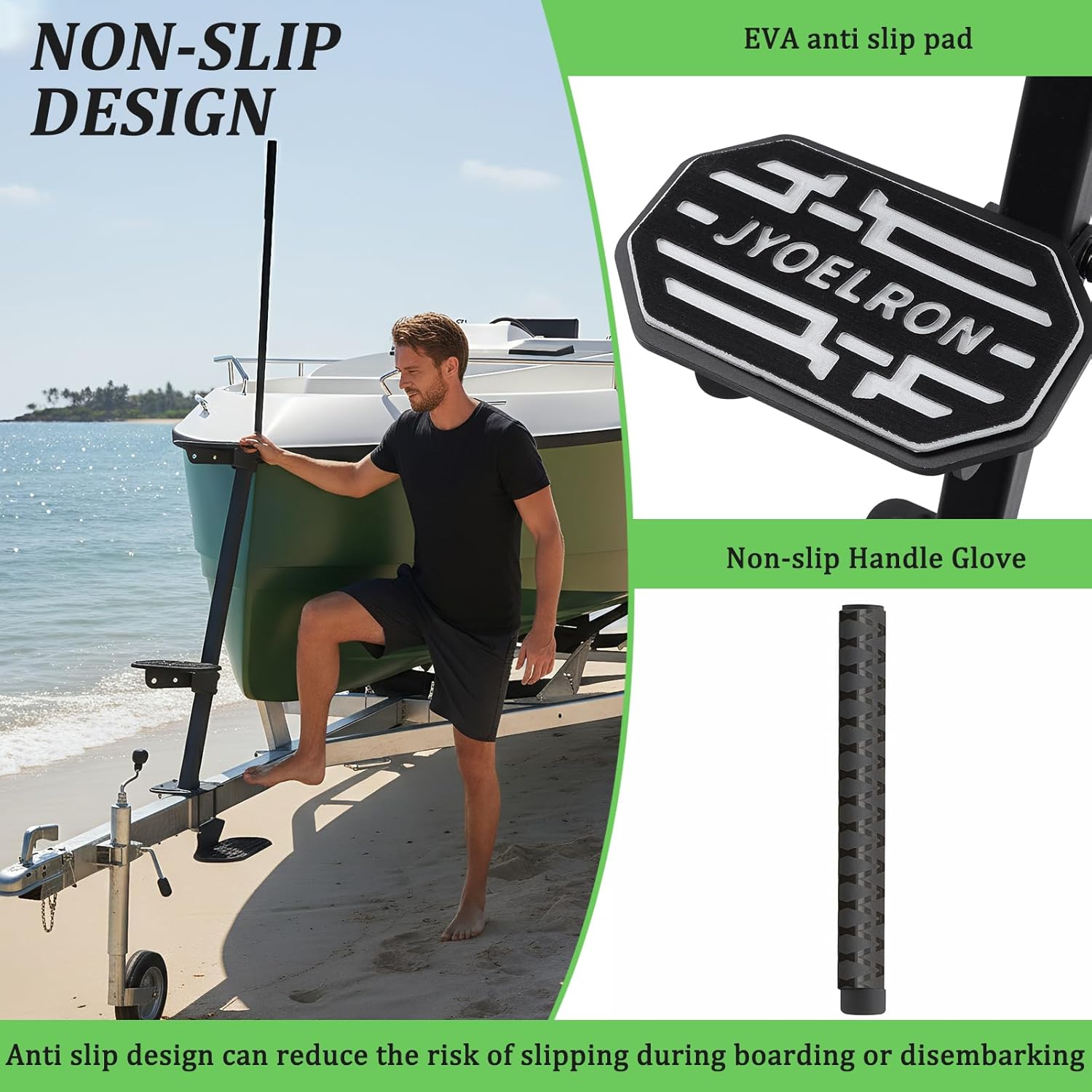 Heavy Duty Marine Trailer Step with Handrails Marine Trailer Tongue Pedals Capacity 450 Lbs for Boats Dock & Launching