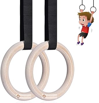 Shopoflux Wooden Gymnastics Rings for Kids | Kids Gym Play Set | Gymnastic Toys for Boys and Girls