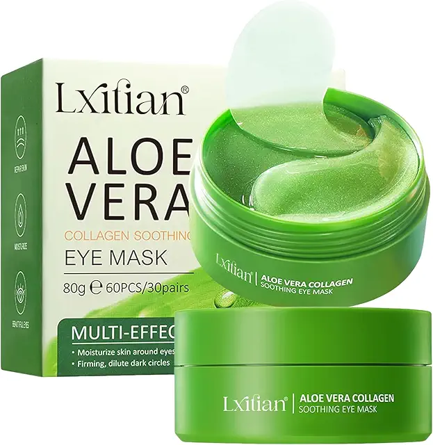 Patchs Yeux Aloe Vera Anti-Cernes, Collagène & Acide Hyaluronique - 60 Pcs