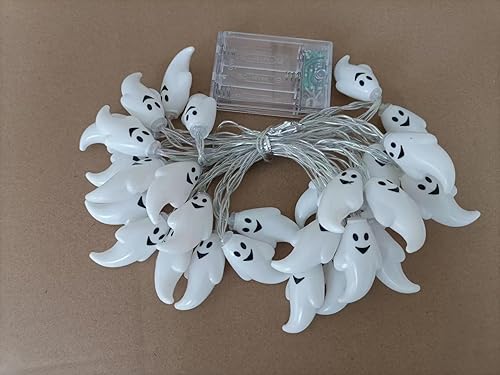 Miniatura 2 de Guirnalda de luces intermitentes de Halloween, 30 luces LED de 12 pies, espíritu de mueca de murciélago de calabaza 3D, para decoración de fiestas