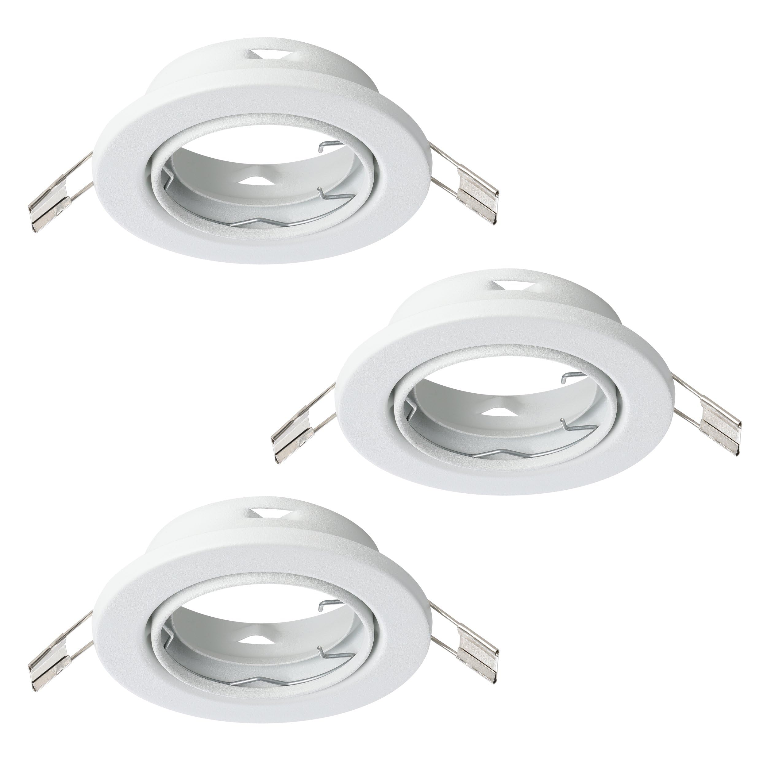 Eglo Set of 3 recessed spotlights Agulo 1, Adjustable Ceiling Lights, Round Spots Without Bulbs, White Steel Lamps, GU10 Base, Ø 8.6 cm