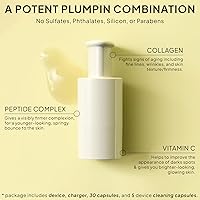 Vista 6 de Droplette 2 herramientas para el cuidado de la piel con microinfusor (rosa peonía) con hidrorelleno de colágeno, juego de iniciación