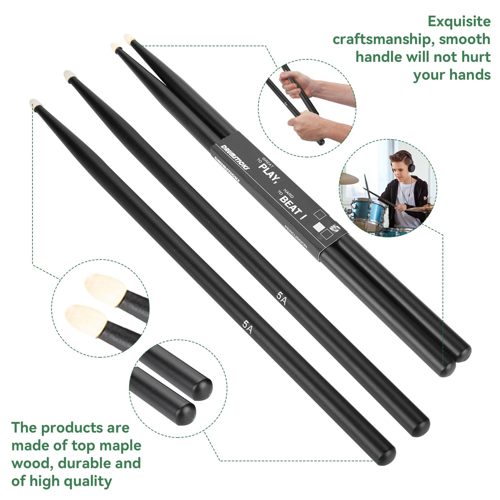 1 Paar Aluminium-Drumsticks 5A – Für Übungspads, Elektronische Drums, 40,5 Cm, Robust