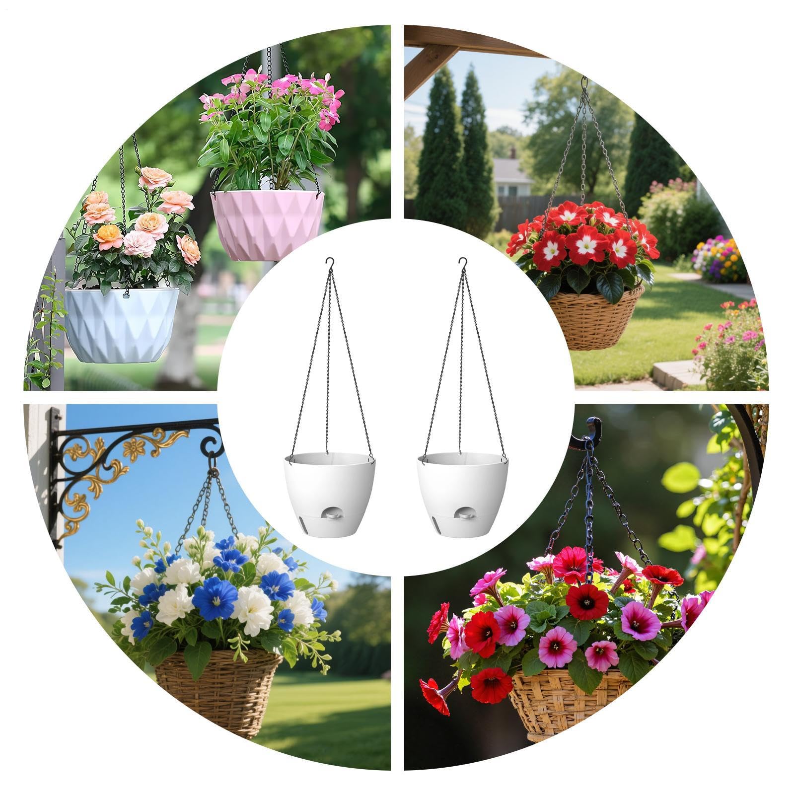 Vase Auto-irrigant,Pot Auto-irrigant avec réservoir intégré, 2 Pots à Fleurs pour Jardin | pour Balcon Jardin Porche fenêtre Cour Patio Salon Cuisine intérieur et