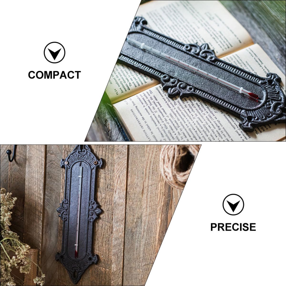 Didiseaon Termometro da Parete in Ferro Nero per Interni ed Esterni Design Multifunzionale per Casa e Giardino Decorativo