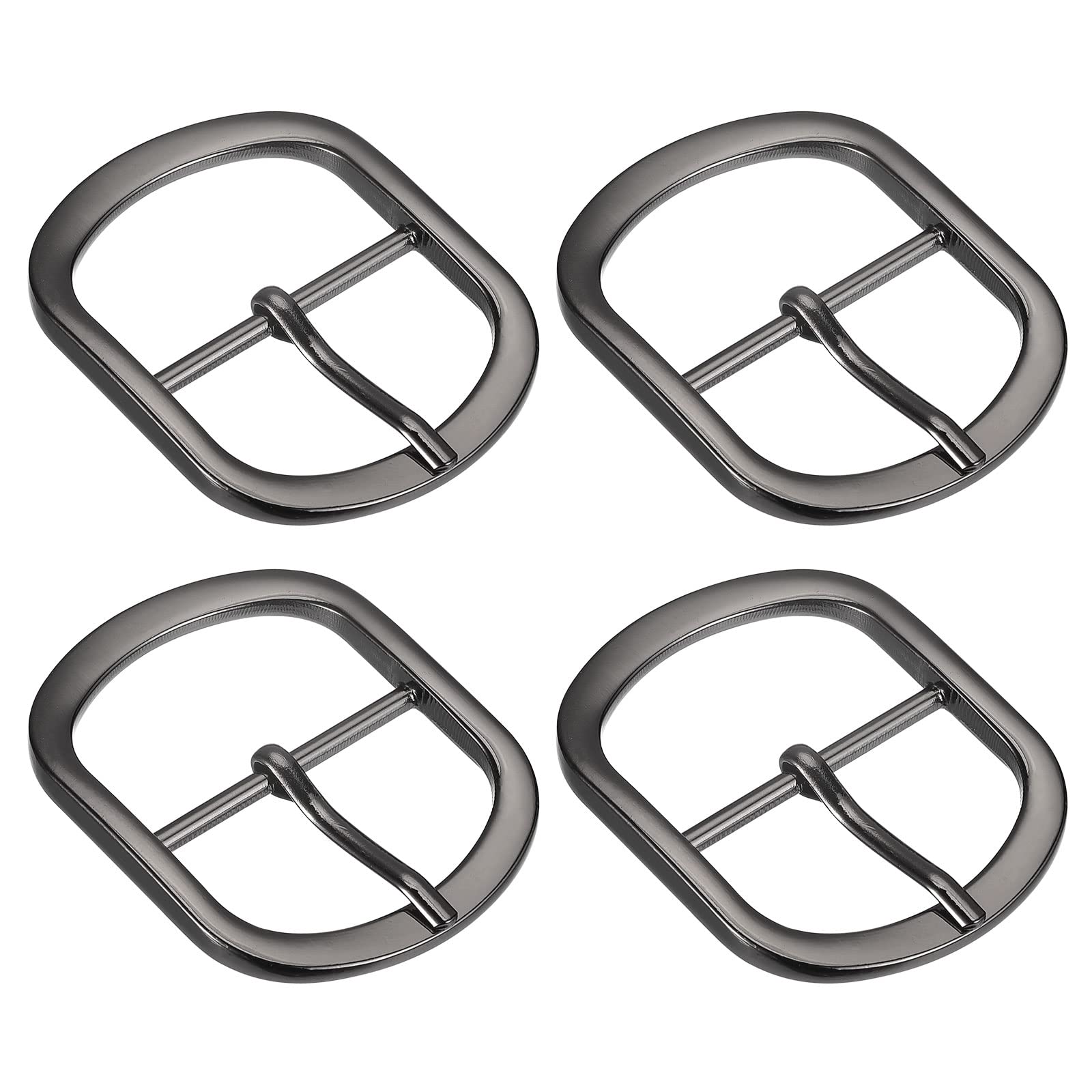 sourcing map Metal Roller Buckle, 4Pcs 1 1/2 Inch Single Prong Belt Buckle Oval Center Bar Buckles for Leather Craft Accessories, Dark Grey