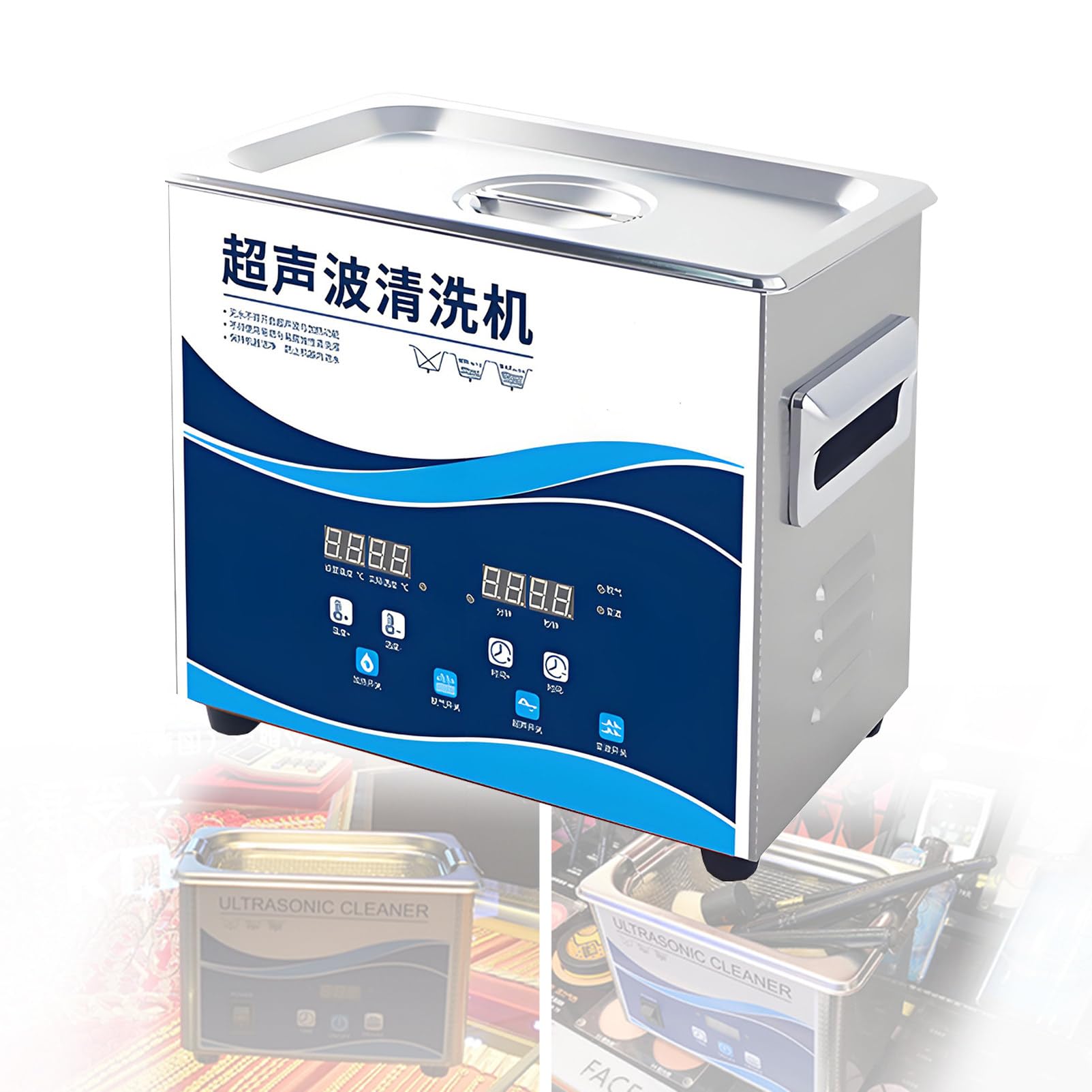 Limpiador Ultrasónico Digital de 40 Khz Baño Ultrasónico Comercial Profesional con Temporizador y Calentador para Joyería Dentaduras Postizas y Piezas Metálicas 303-3.2L