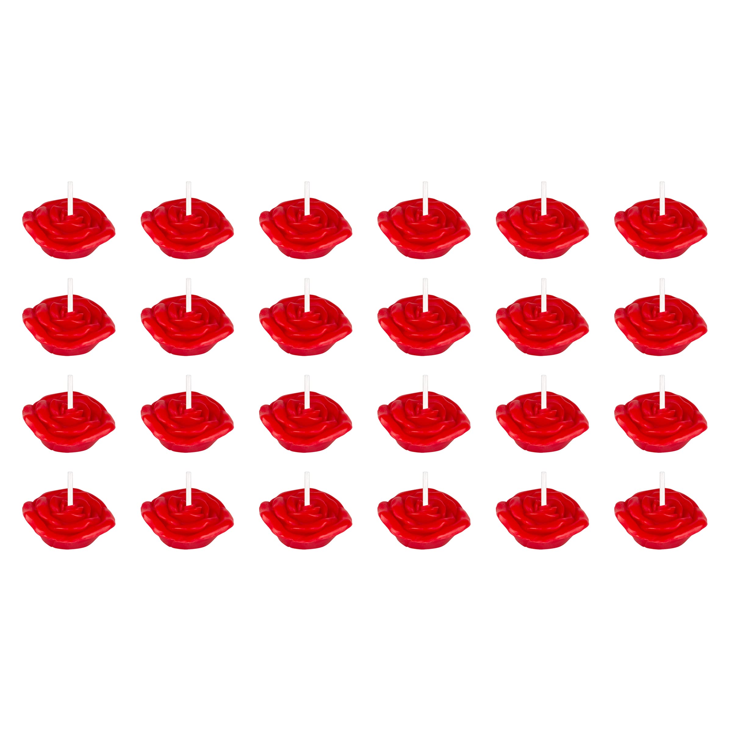 Mega Candles 24 pcs Unscented Rose Petals Flower Red Floating Candles, Hand Poured Wax Candle 1.5 Inch Diameter, Home Décor, Wedding Centerpieces,