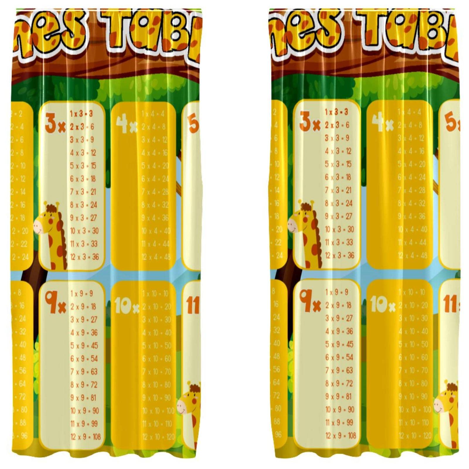 Rideaux tables de multiplication pour aider les enfants à mémoriser