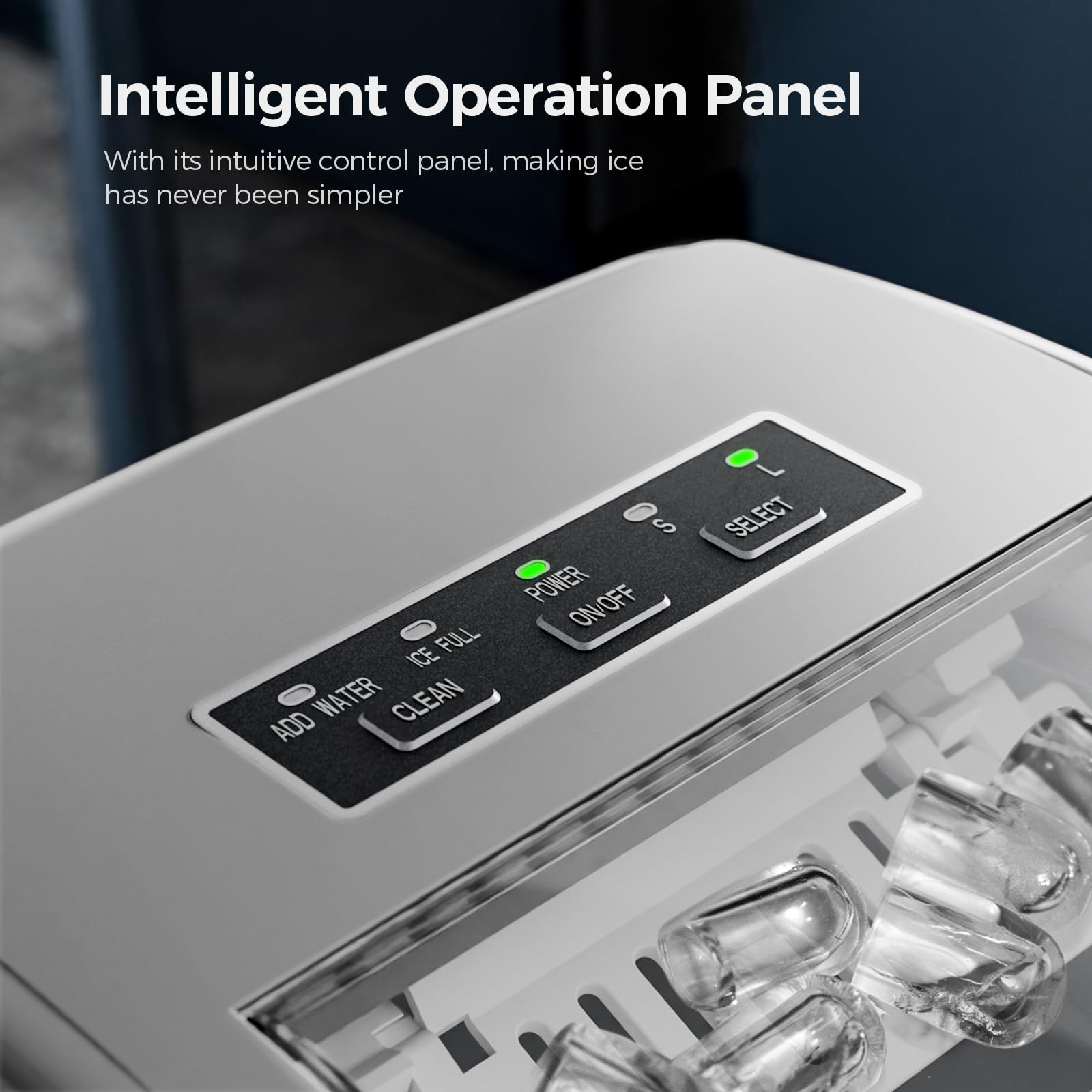 Electactic Ice Makers Countertop,26lbs/24h,9 Cubes In 6 Mins,Portable Ice Maker Machine With Self-Cleaning,2 Sizes Of Bullet Ice,Perfect For Home Kitchen(Grey) on Fridge.com - View 3