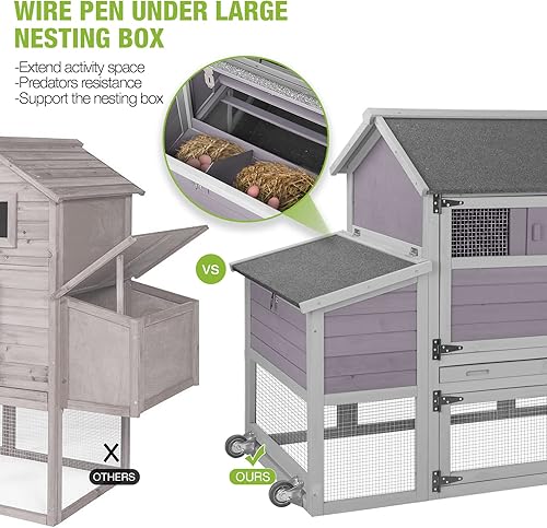 Miniatura 3 de Gallinero para 4 gallineros con caja de anidación, jaula de aves de corral con rueda, 78 pulgadas grande