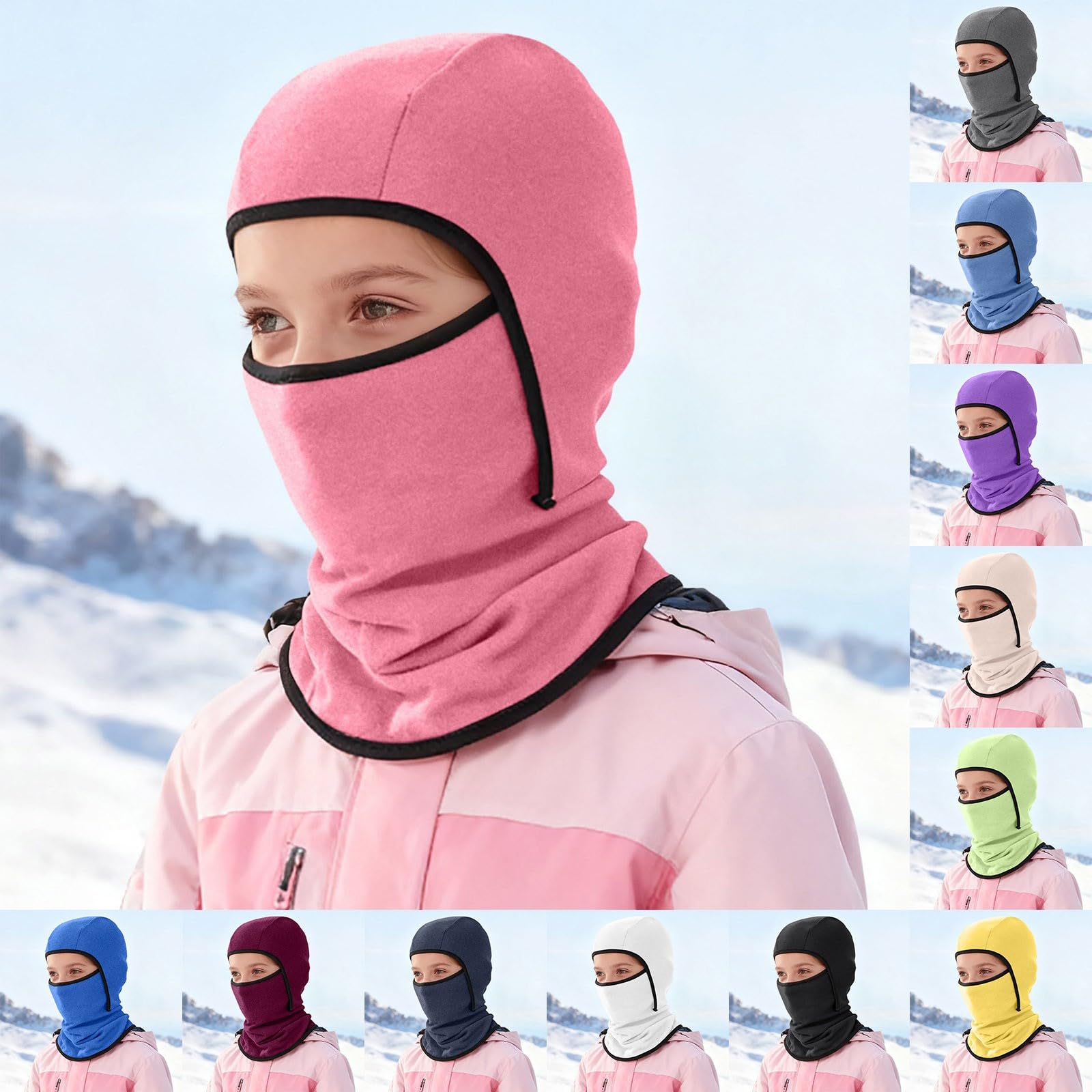 Kinder Sturmhaube Winter, Multifunktional Winddicht Fleece Warm Skimaske Radfahren Gesichtsmaske unter dem Helm, Sturmmaske Mütze mit Halswärmer für Jungen Mädchen 6–13, Winter Outdoor Sport