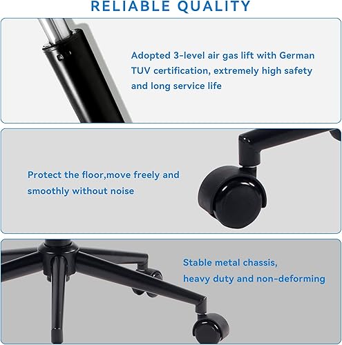 Miniatura 9 de Silla de oficina YOUNIKE, silla de escritorio sin brazos con ruedas, sillas de escritorio para ordenador de oficina en casa, silla de tocador