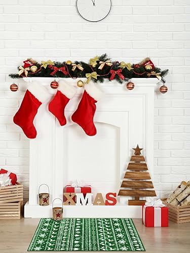 Miniatura 3 de Lahome Alfombra de interior para árbol de Navidad, copo de nieve, 2 x 3, alfombra de entrada pequeña, lavable, decorativa de vacaciones, parte