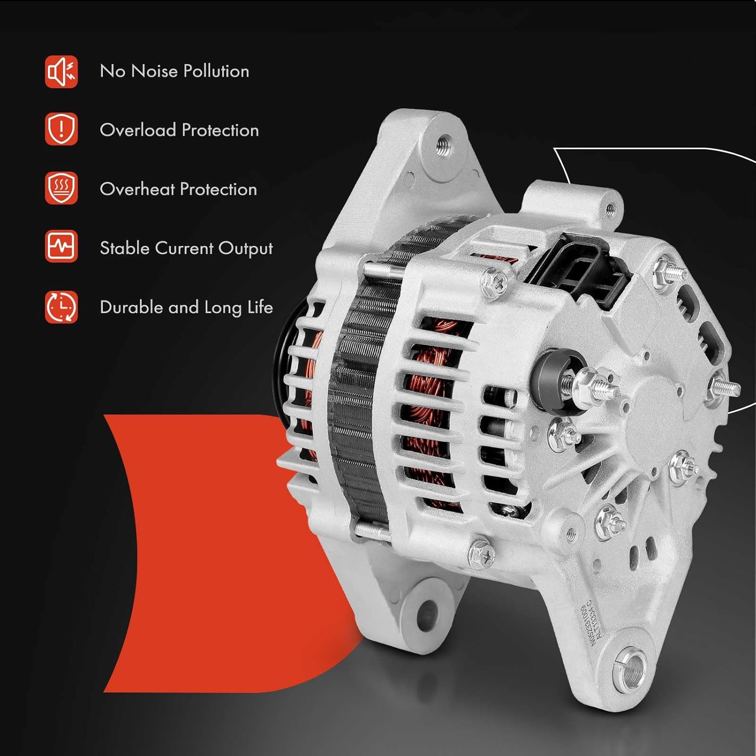 A-Premium Alternator Compatible with Nissan Sentra 1991-1994, NX 1991-1993, 1.6L, 12V 70A 4-Groove Pulley Clockwise, Replace# 231000E700, 231000E705