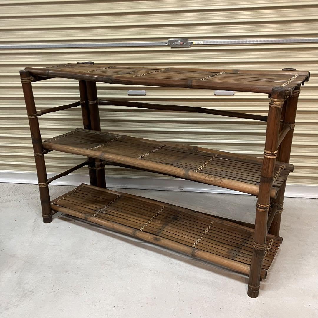 昭和レトロ 竹製 バンブーラック 飾り棚 折りたたみ式ディスプレイ