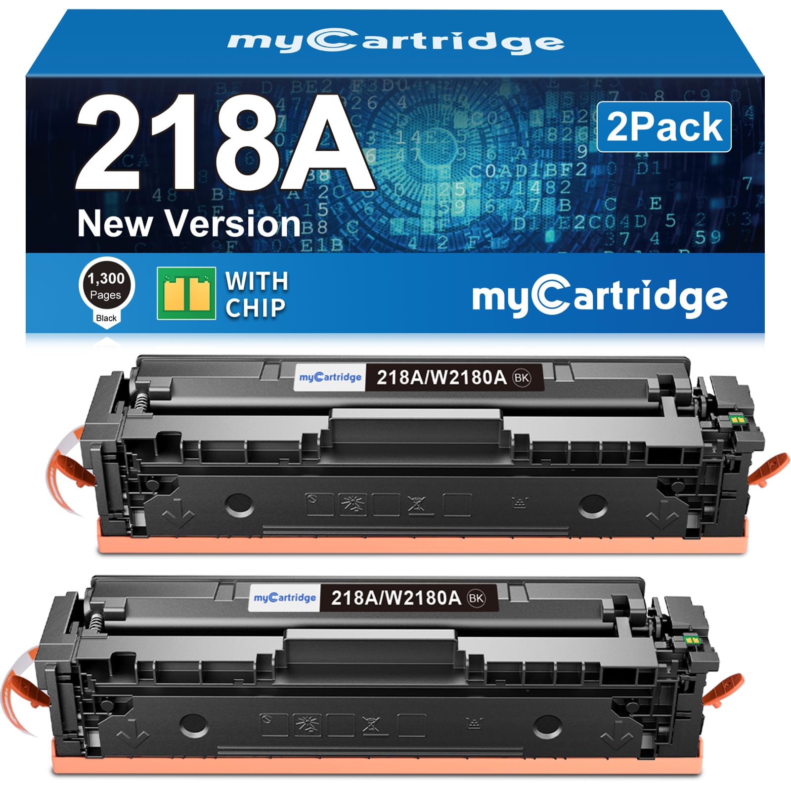 Photo 1 of 218A W2180A Black Toner Cartridges 2 Pack High Yield (with Chip) Compatible Replacement for HP 218A 218X for Color LaserJet Pro 3201dw MFP 3301fdw 3301cdw 3301sdw Printer Ink W2180A W2180X