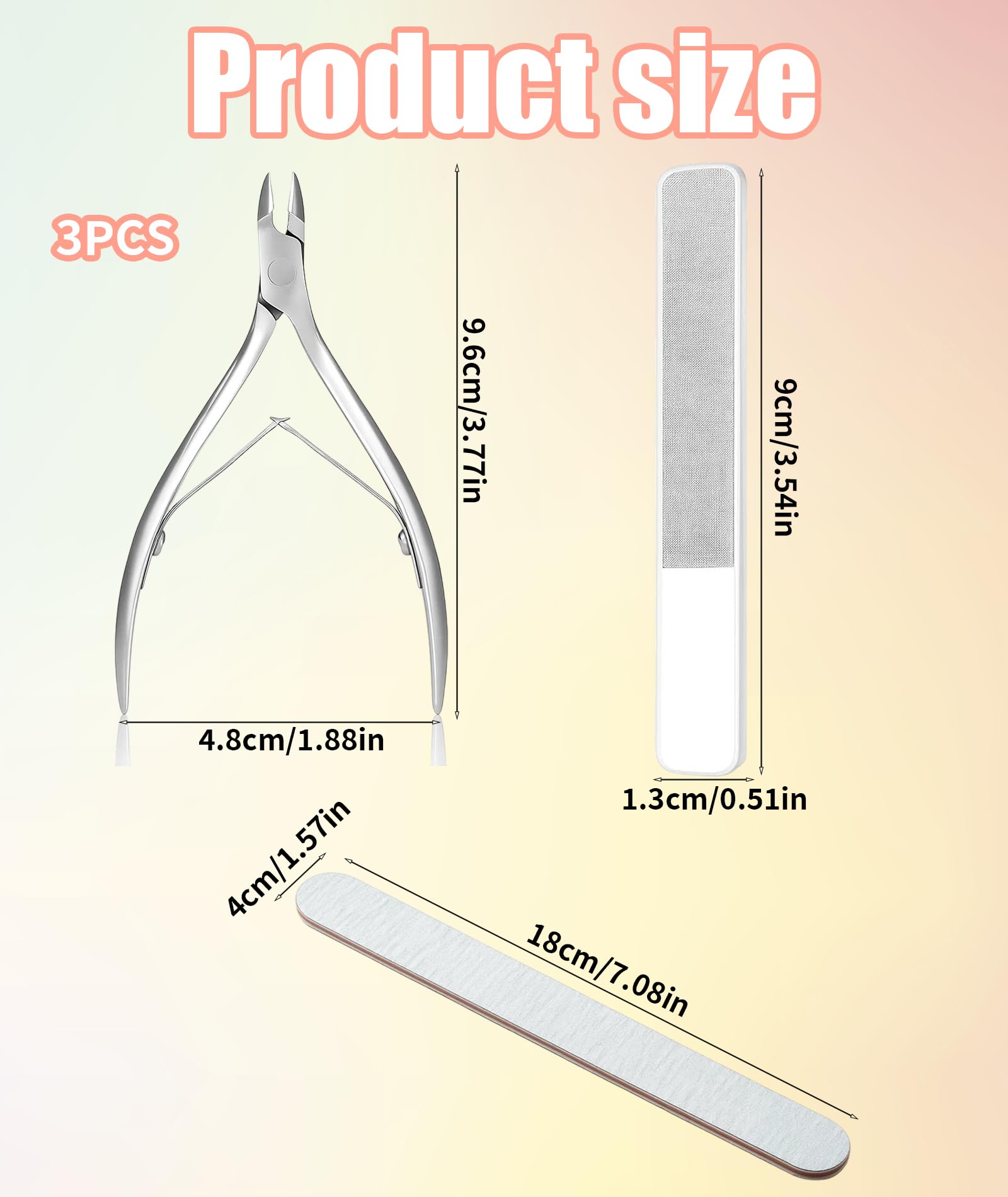 3-in-1 Nail Filer and Buffer Set, Professional Manicure Kit with Nail Shaper and Cuticle Clipper, Portable Nail Art Tools for Home Salon and Pet Grooming 1