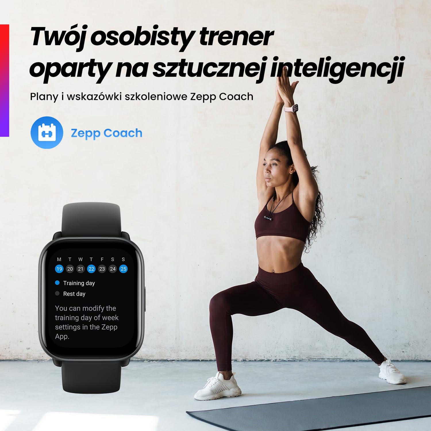 Amazfit Active 42mm Smartwatch mit Zepp Coach, Readiness, GPS, Routennavigation, Bluetooth-Anruf, Musikspeicher, 14-Tage-Akku, współpracuje z Alexa