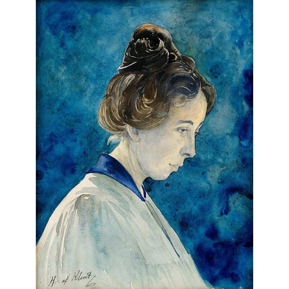 Wee Blue Coo Painting Blue Hilma Af Klint Self Portrait Art Print Poster Wall Decor 12X16 Inch
