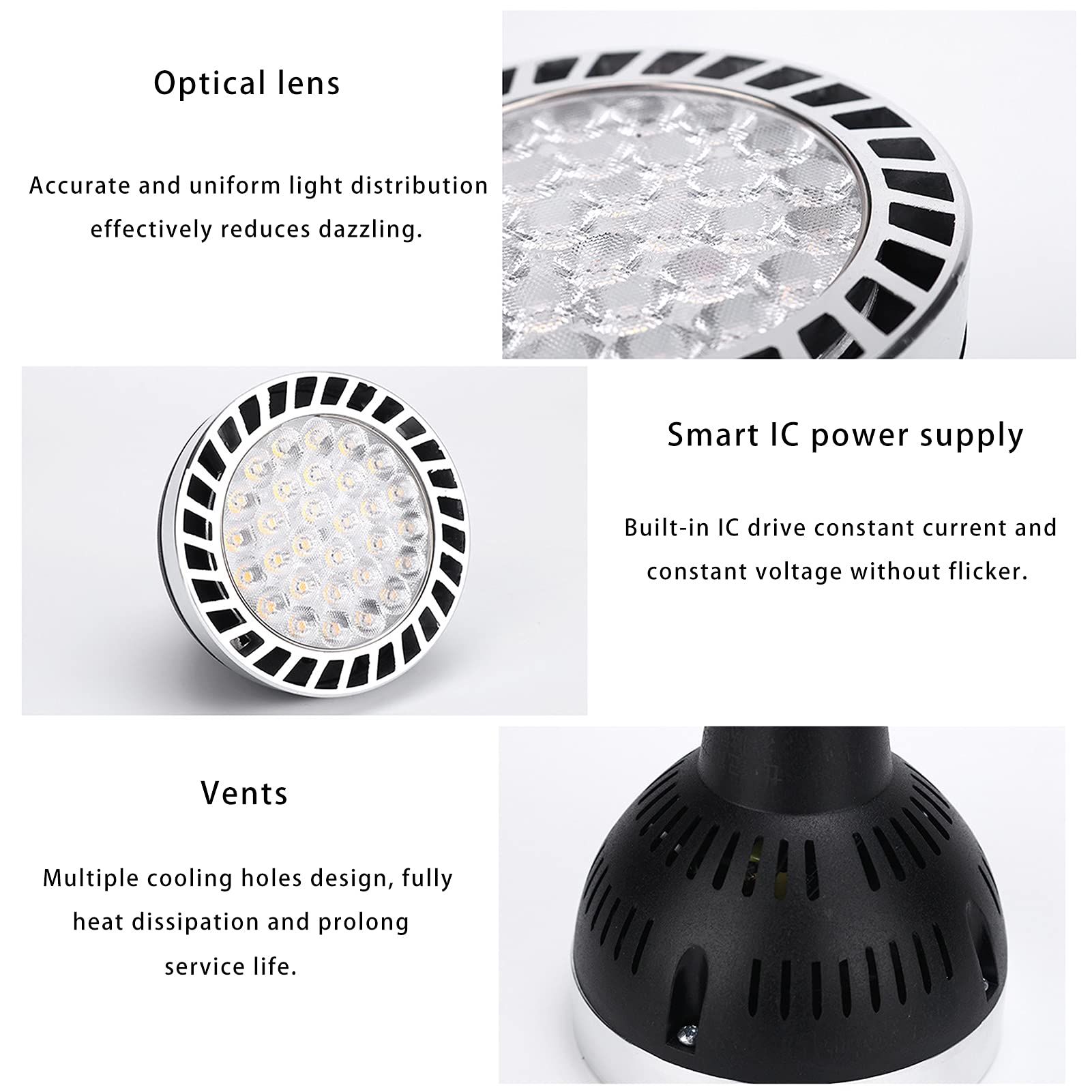 Foco Led de Riel (Paquete de 4), Bombillas Led E27 No Regulables, 40 W, 4000 Lúmenes, Luz Cálida de 3000 K, Luz Empotrada de Techo, Iluminación de Acento/Luz Fría