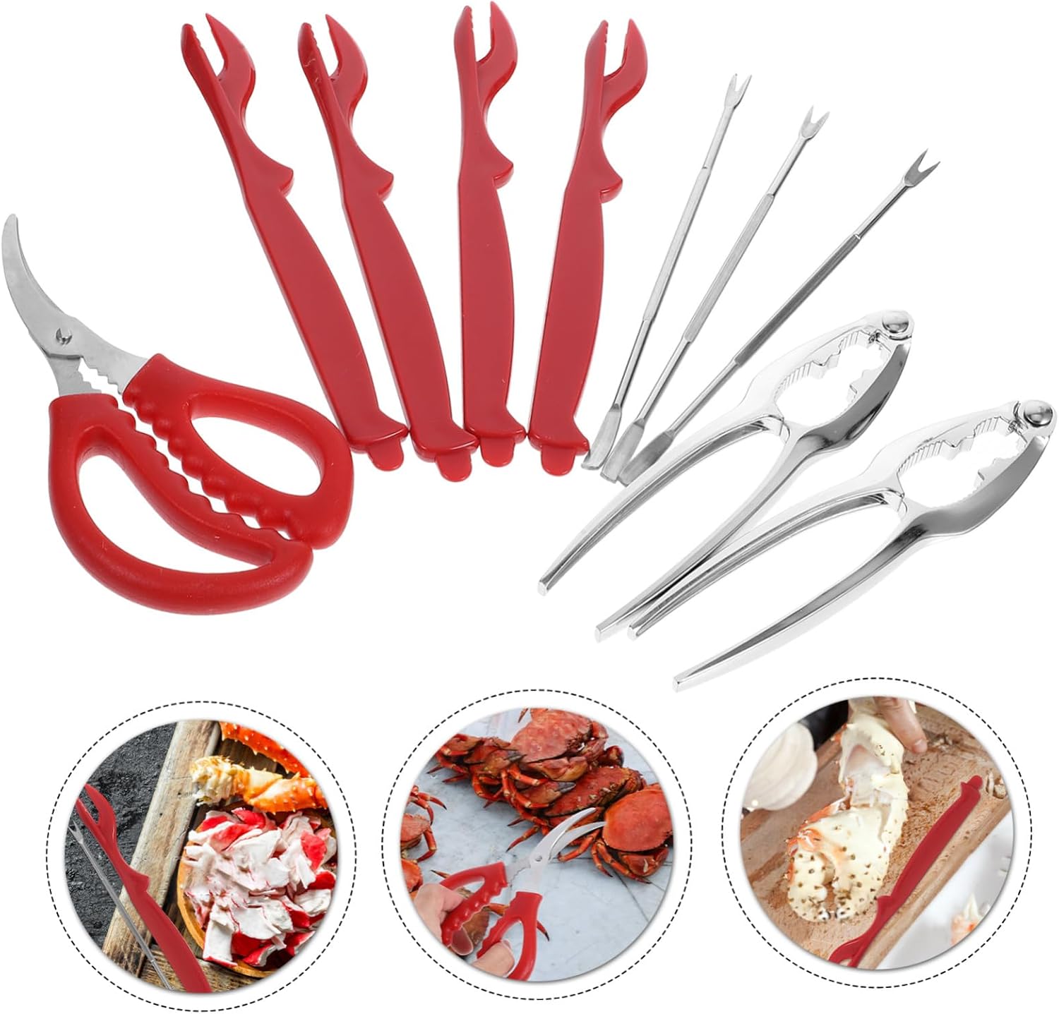 1set Crab Crackers and Seafood Tools Forks and Picks for Easy Shellfish Eating Portable Cracking for Crab Lobster and More