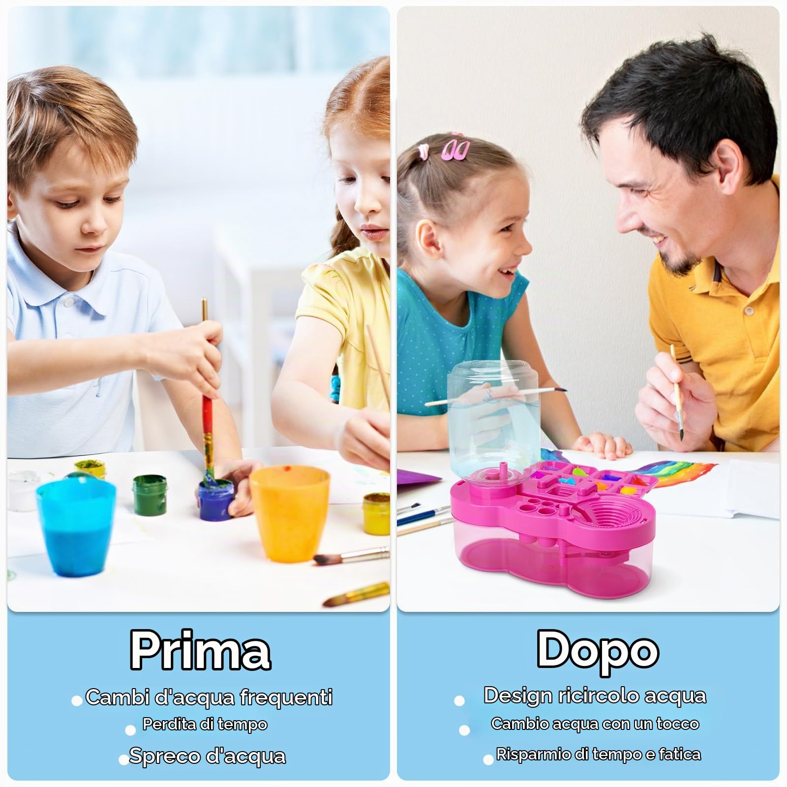 Detergente per pennelli, con 10 pennelli, rosa | risciacquo a ciclo dell'acqua con portapennelli e pallet, Brush Cleaner, Brush Rinser, per acrilico e colori a base d'acqua