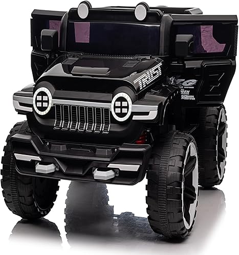 Vehículos eléctricos para niños de 12 V con control remoto, linterna LED, botón de bocina, cinturón de seguridad ajustable, música Bluetooth, regalo