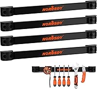 HORUSDY 12" Magnetic Tool Holder Strips 4-Pack - Heavy-Duty Alloy Steel Magnet Bars for Garage Workshop Organization, Mounting Screws Included