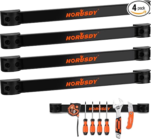 HORUSDY 12" Magnetic Tool Holder Strip, 4-Pack Tool Magnet Bar for Garage Organization, Shop Organization, Mounting Screws Included.