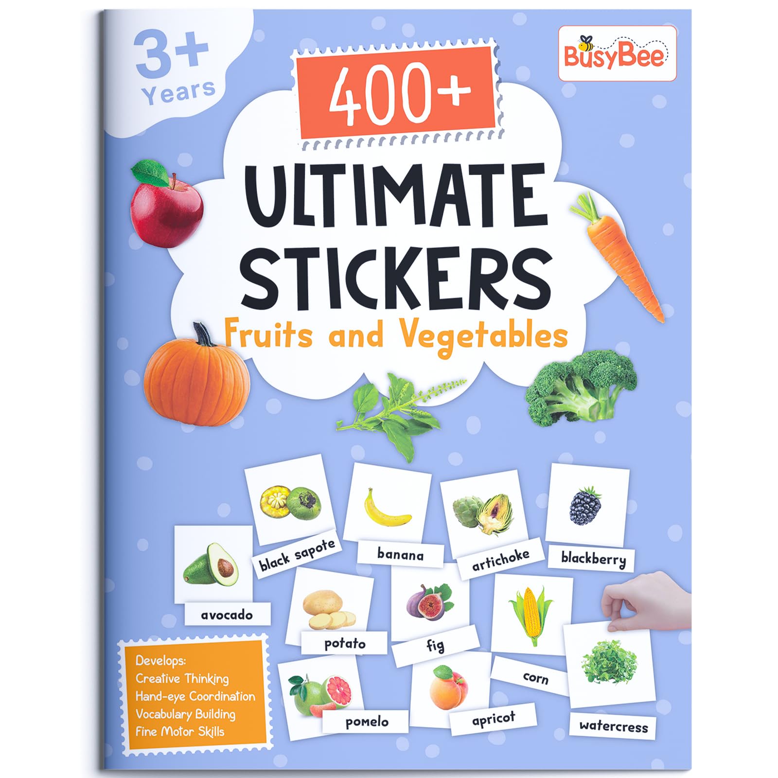 Pegasus 400+ Ultimate Stickers Book for Children - Fruits and Vegetables for 3+