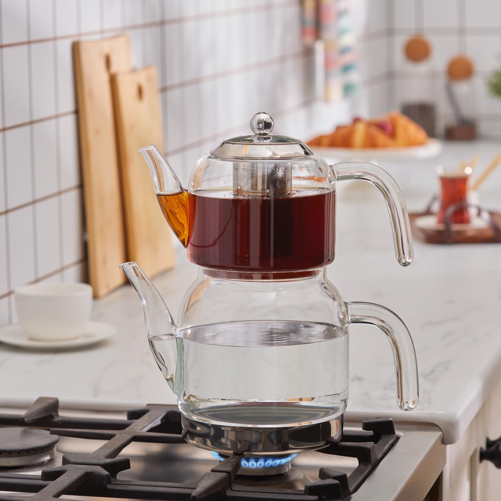 Karaca Panora Glas Maxi Teekanne Set mit Induktionsboden