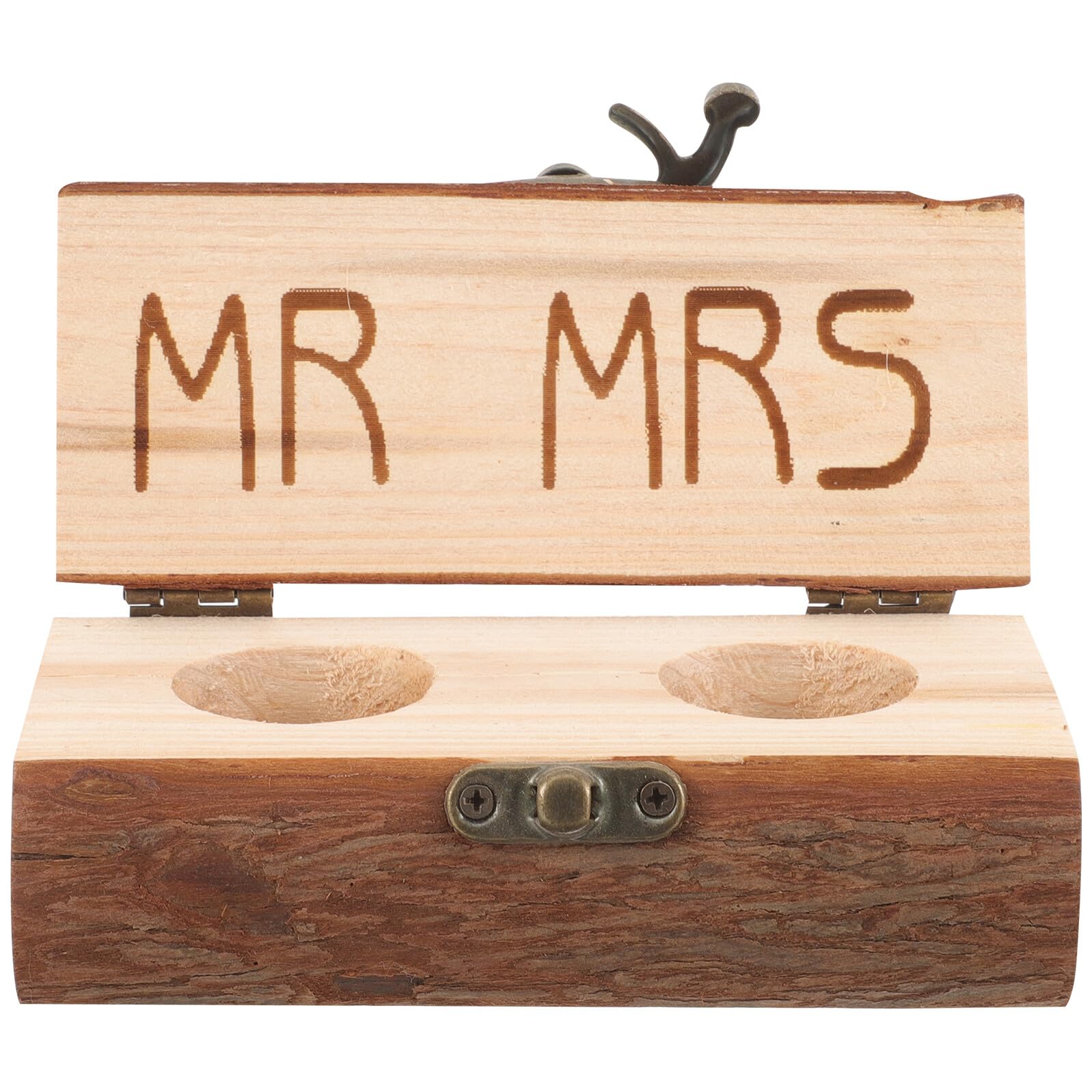 Boîte à bague rustique en bois et lin de qualité pour alliance