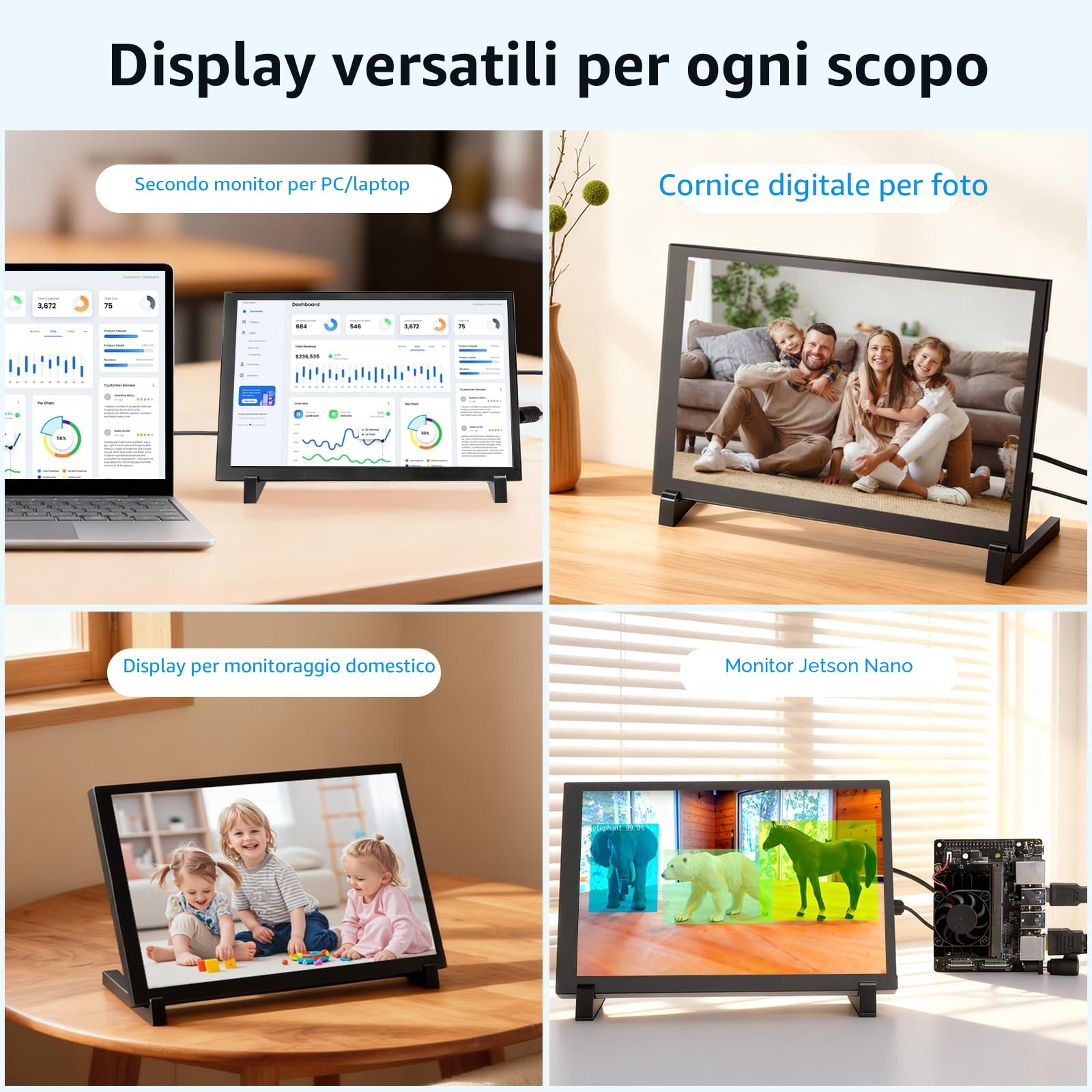 ELECROW Touchscreen Monitor, Raspberry Pi Display Small Monitor 10.1 Zoll 1280×800 HD Mini Display für Raspberry Pi 5/400/4/3/2/Zero/B/B+, Win11/10/8/7, Jetson Nano