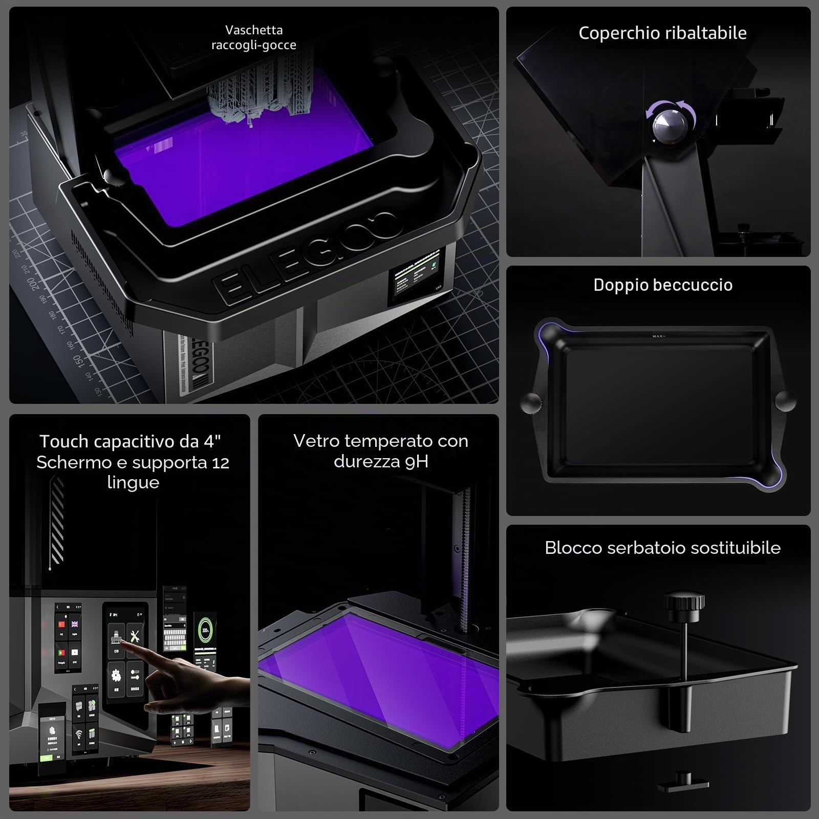 ELEGOO Saturn 4 Ultra Stampante 3D, Stampante in Resina Intelligente con Stampa Rapida, Monitoraggio AI, Telecomando, Grandi Dimensioni di Stampa 218.88x122.88x220 mm³