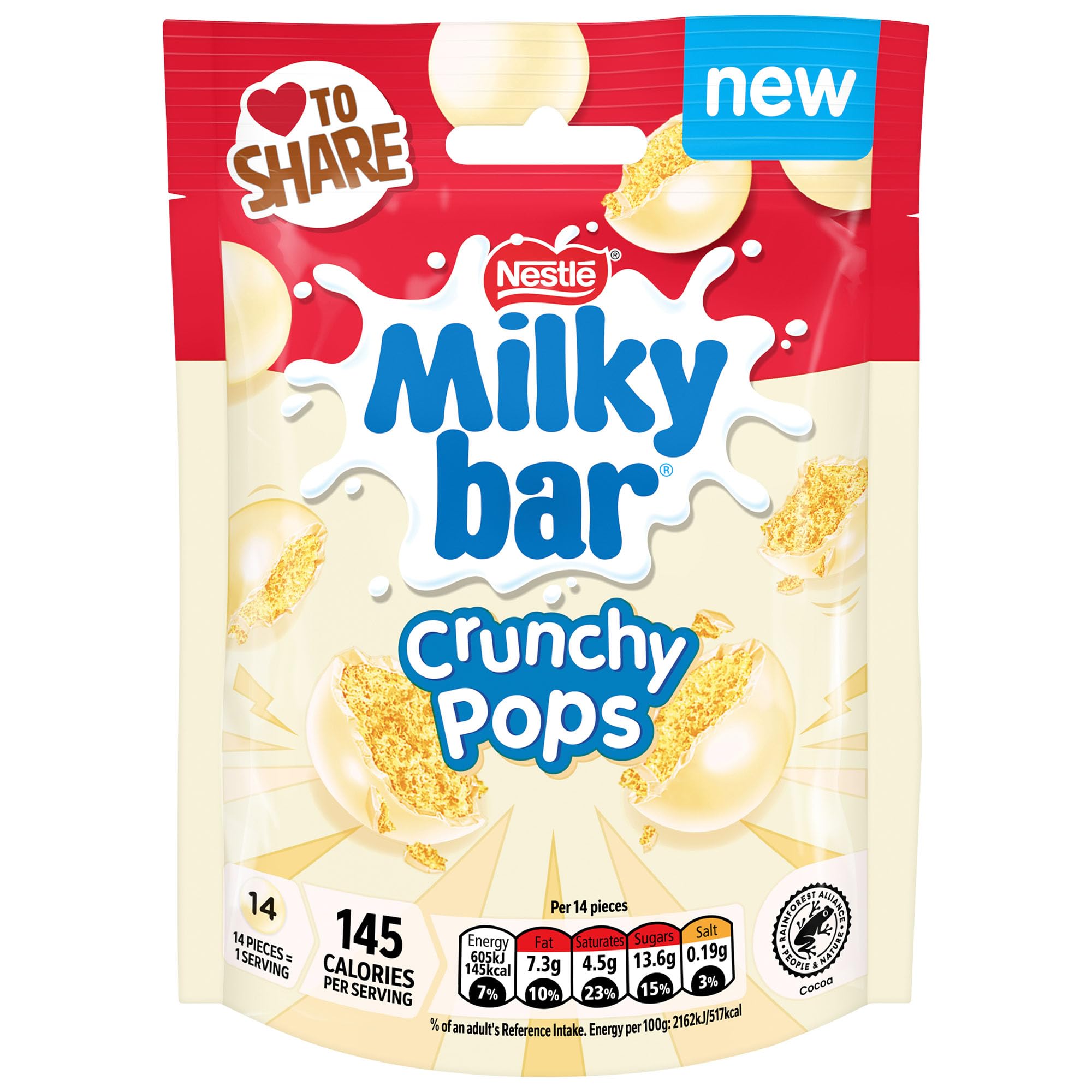 Milkybar Crunchy Pops White Chocolate Sharing Bag 90g
