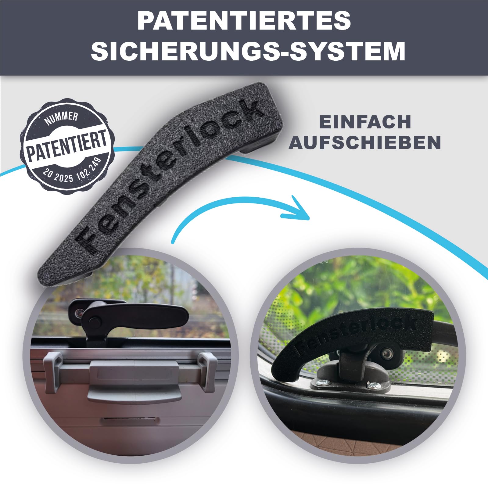 Cerraduras de ventana en negro – Protección contra robo y bloqueo para tirador de ventana Dometic Seitz / Levier – Ventanas para autocaravana y caravana (Tipo 1, Lote de 2, lado derecho)