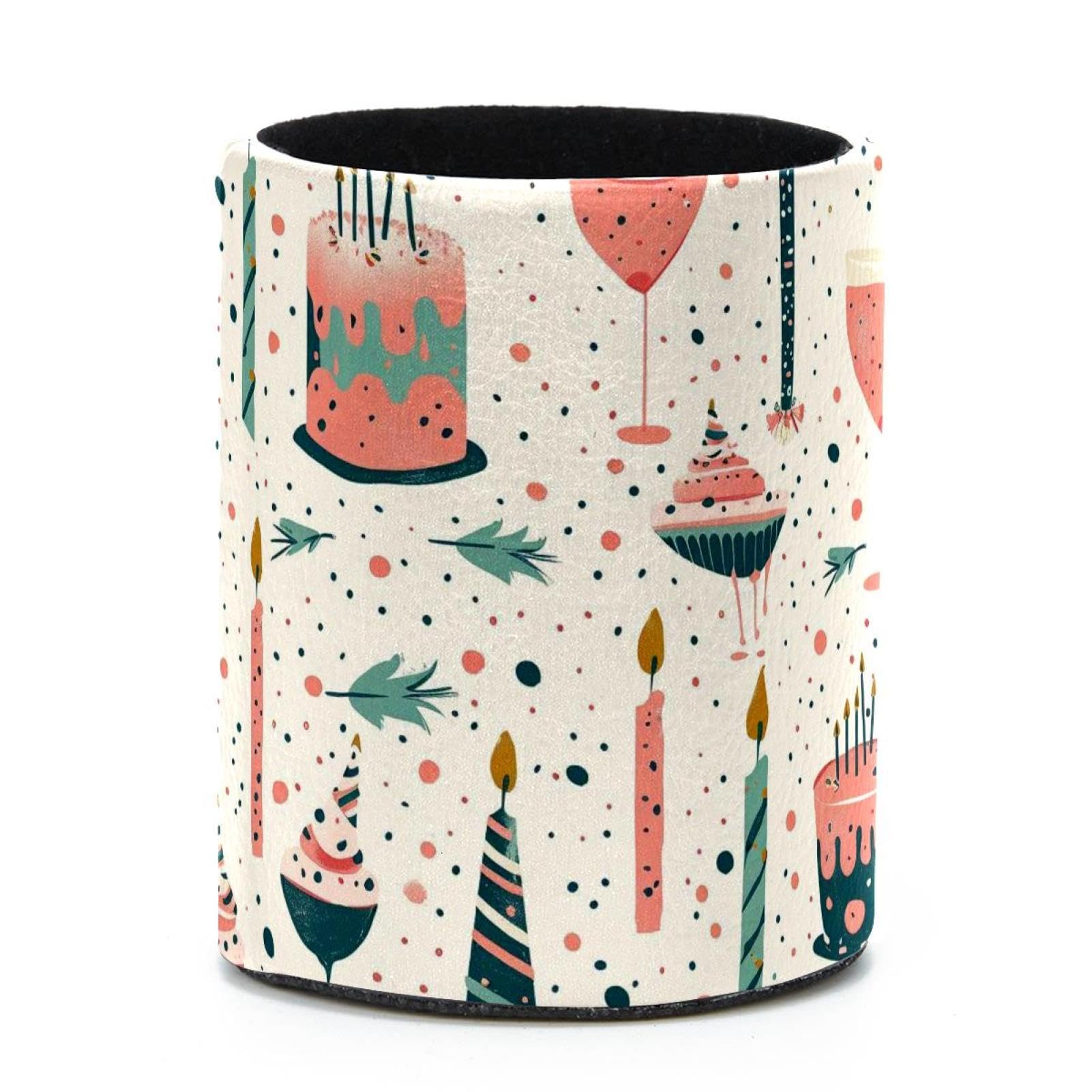 VAPOKF Round Pencil Holders for Desk, Birthday Cake Pen Holders Pen Pot Makeup Brushes Storage Desktop Stationery Supplies Organiser for Home Office
