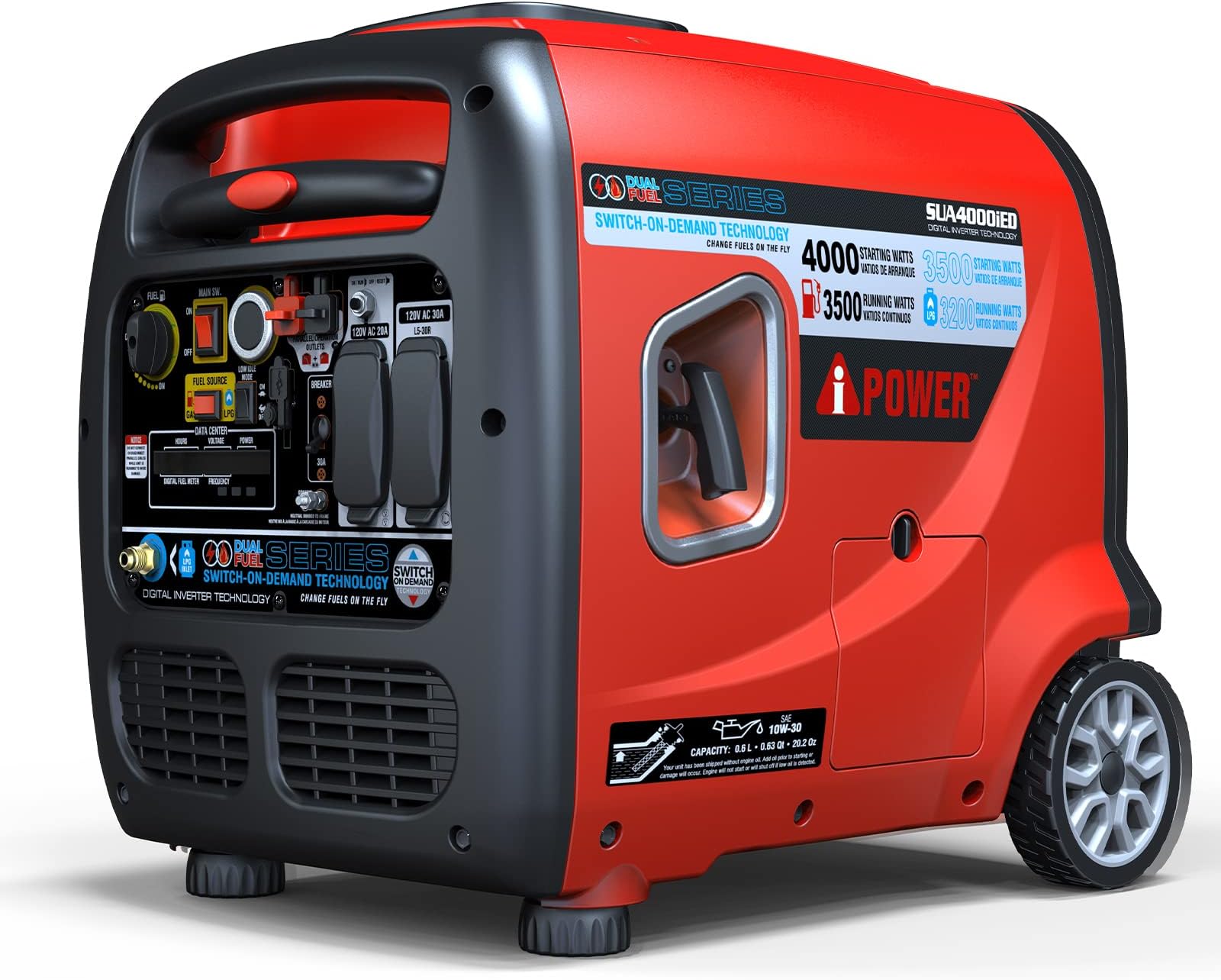 A-iPower SUA4000iED 4000 Watt Portable Inverter Generator Gas & Propane Powered, Small with Electric Start RV Ready for Camping, Tailgate, or Home emergency