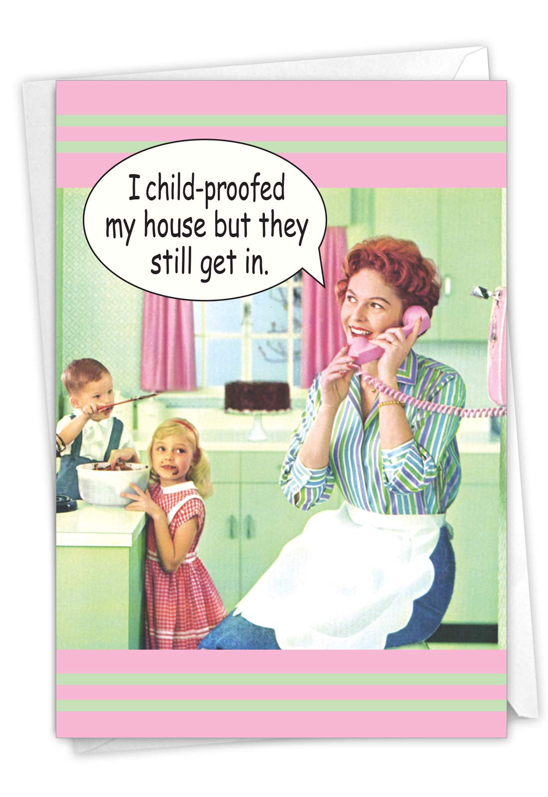 NobleWorks Funny Mother's Day Greeting Card with 5 x 7 Inch Envelope (1 Card) Mom Child Proof 0102