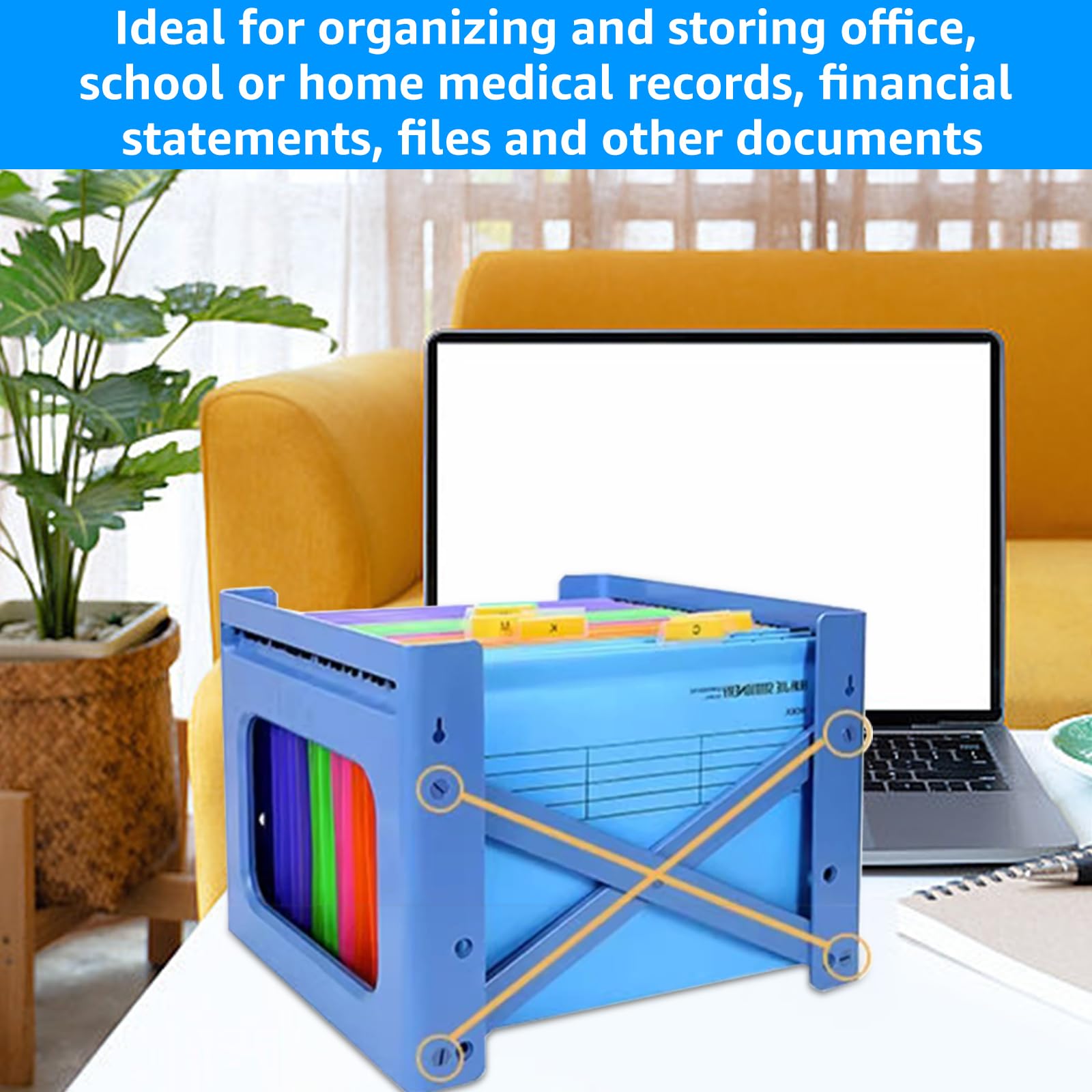 SHUESS 30 cartelline sospese, formato A4, blu con linguette e inserti per carte, per scuola, lavoro, ufficio, casa